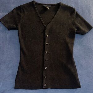 Express Black Button-Up Knit Top